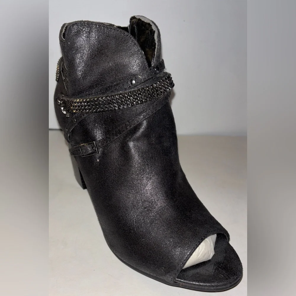 Rampage Women's Meera Peep Toe Rhinestone Glitz Buckle Strap Ankle Bootie 7 1/2M